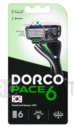 Станок для бритья Dorco Pace 6 New (станок +2 кассеты) 6 лезвий