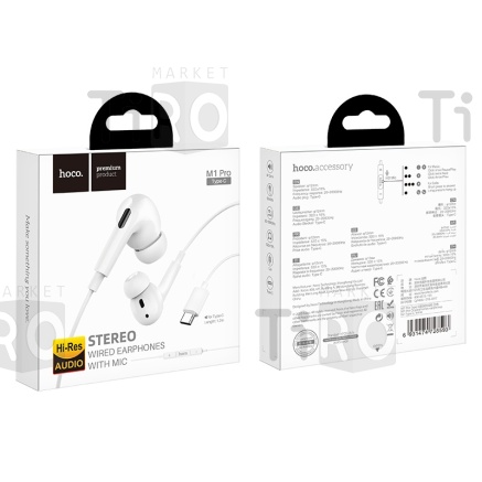 Наушники с микрофоном Hoco M1 Pro, Type-C, цвет белый