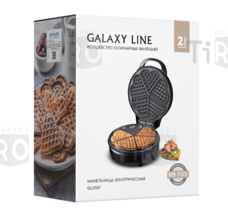 Вафельница электрическая 1200Вт, антипригарное покрытие Galaxy GL-2987