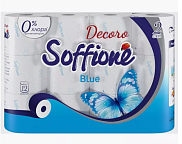 Туалетная бумага Soffijne Decoro bluel 2-х слойная голубая 12 рулона