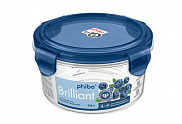 Контейнер для продуктов, 0,6л. Бытпласт Brilliant 431199517 круглый, герметичный, синий