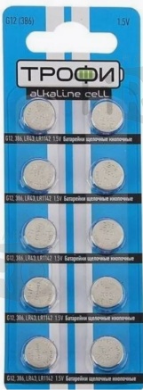 Батарейка Трофи G12 LR1142 (386) 10шт Батарейка Трофи G12 LR1142 (386) 10шт