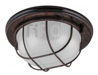 Светильник НБО 03-60-022 для бани, дерево/стекло, IP54, E27, max 60Вт, круглый, 220*84мм, орех