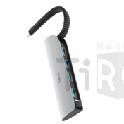 Адаптер-Хаб Hoco HB12 (Type-C -4USB) серый металлик