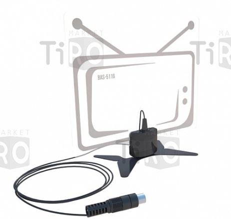 Антенна ТВ комнатная Рэмо BAS-5116-USB Рекорд (активная, 5V, МВ-ДМВ, с б/п, 32дБи)