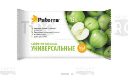 Салфетки влажные Paterra 15 листов универсальные