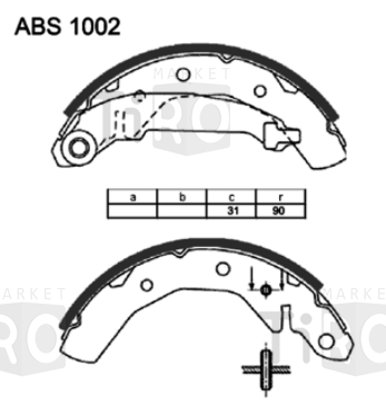 Колодки барабанные ABS1002 Колодки барабанные ABS1002