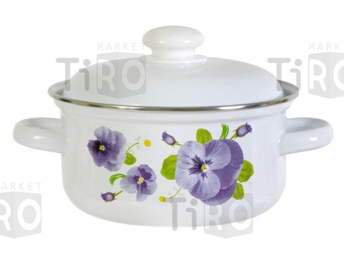 Кастрюля эмалированная 2,0л сотейник, Лысьва "Анютины глазки" С-1510АП2/4