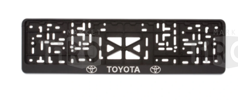 Рамка с защелкой серебро "Toyota" (пластмасса) (Арт 012) рельеф