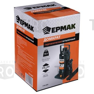 Домкрат гидравлический бутылочный 15т Ермак 770-095