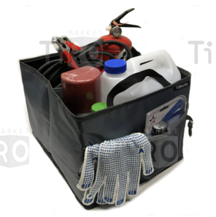 Сумка-органайзер в багажник складная, 2 отделения + карман, размер 38х31х25, Топ Авто ОБМ
