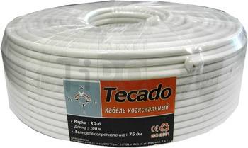 Kоаксиальный rабель Tecado RG-6 медь белый 75 Ом, 100м