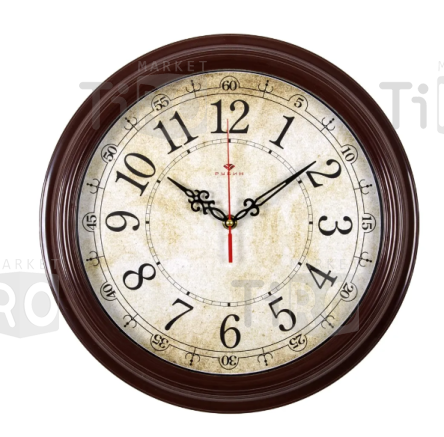 Часы настенные круг d=35см, корпус коричневый "Ретро классика", "Рубин"