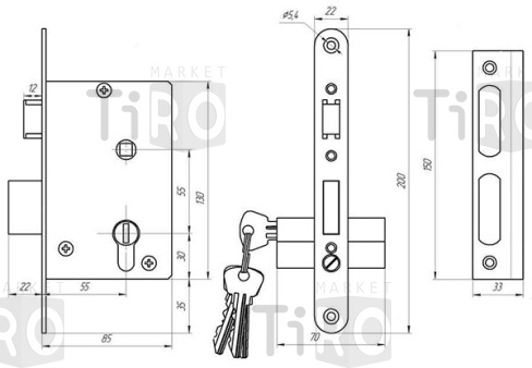 Замок врезной Зенит ЗВ4-3.03 белый