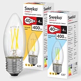 Лампа светодиодная Sweko 17LED-C35-4W-230-3000K-Е27-CL