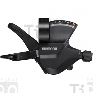 Шифтер Shimano Altus, M315, 0727, левый, 3 скорости, индикатор, трос 1800мм, черный