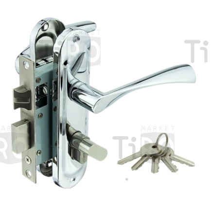 Замок врезной Marlok 50/L76-ЦМВ70 межосевое 50 мм ключ/вертушка CP (хром)