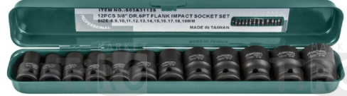 Набор головок торцевых ударных 3/8"DR, 8-19мм, 12 предметов, S03A3112S Набор головок торцевых ударных 3/8"DR, 8-19мм, 12 предметов, S03A3112S