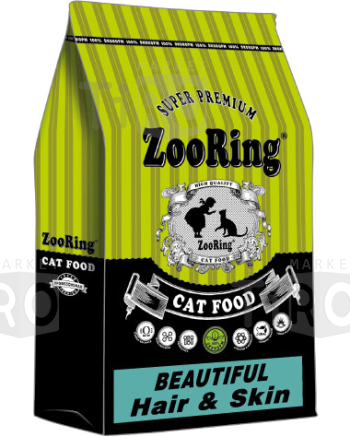Корм для кошек ЗооРинг Beautiful Hair&Skin, Для красивой шерсти и кожи 10кг
