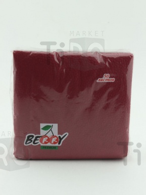 Салфетки "Berry" Премиум бум однослойные 24х24, 400 листов, бордовый