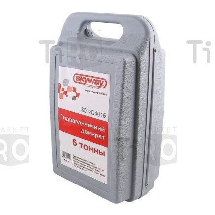 Домкрат гидравлический бутылочный 6т Skyway S01804016, с клапаном в кейсе
