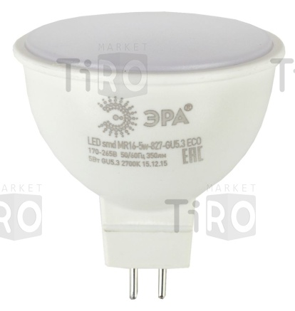 Лампа светодиодная ЭРА MR16-9W-827-GU5.3