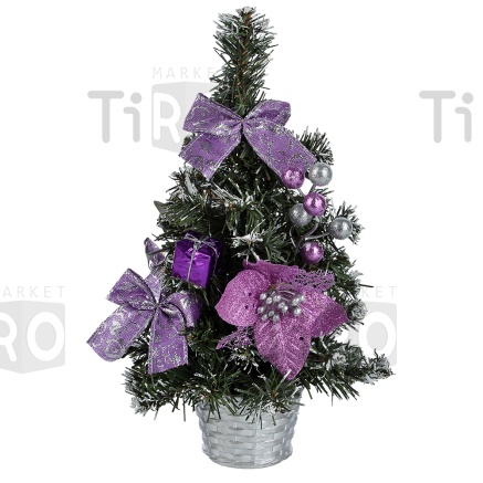 Елка декоративная, с заснеженными ветками, 30см, пластик, полиэстер