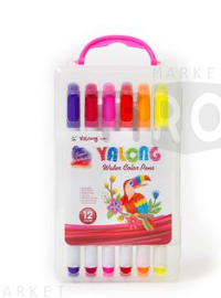 Карандаши цветные пластиковые "Yalong" YL-2036-003, 12цв., картон, европодвес