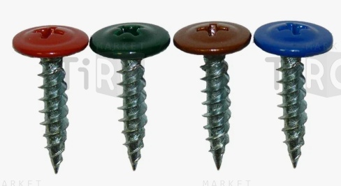 Саморез с пресс-шайбой острый 4,2*16 RAL 3005 цвет красный (300шт.) Саморез с пресс-шайбой острый 4,2*16 RAL 3005 цвет красный (300шт.)