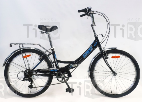 Велосипед Black Aqua Street Beat 1421, YF-704VTR, 24"; 6s (РФ) (черный-голубой)