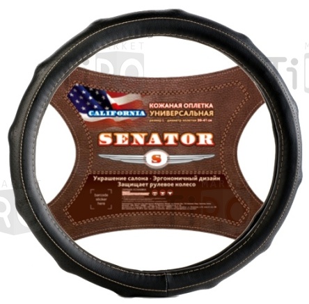Оплетка на руль кожаная SENATOR CALIFORNIA "М" (d-38см) ЧЕРНЫЙ AZARD OPLS1301 Оплетка на руль кожаная SENATOR CALIFORNIA "М" (d-38см) ЧЕРНЫЙ AZARD OPLS1301