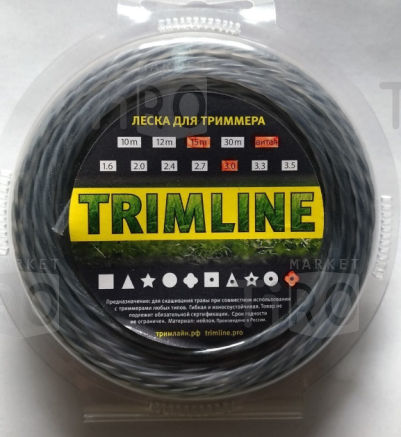 Леска Trimmer Line для триммера витая 3,0мм*15м
