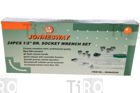 Набор головок торцевых 1/2"DR, 10-32 мм, 24 предмета Jonnesway S04H4524S Набор головок торцевых 1/2"DR, 10-32 мм, 24 предмета Jonnesway S04H4524S