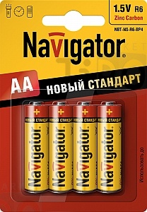 Батарейка Navigator 94758 R6 BP4 пальчиковая 4 штуки