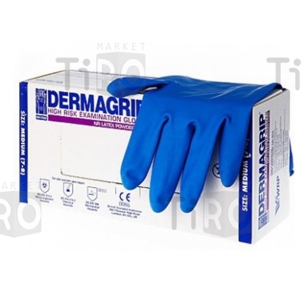 Перчатки латексные Dermagrip High Risk р-р S цена за 25 пар Перчатки латексные Dermagrip High Risk р-р S цена за 25 пар