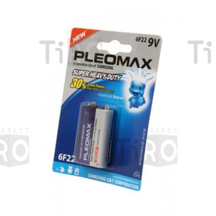 Батарейка Pleomax 6F22-1BL, крона 