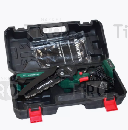 Пила цепная Favourite OBS21TG6, 21В, шина 6", 5,7м/с, 1,5Ач, 2акб, Li-on, 37 звеньев