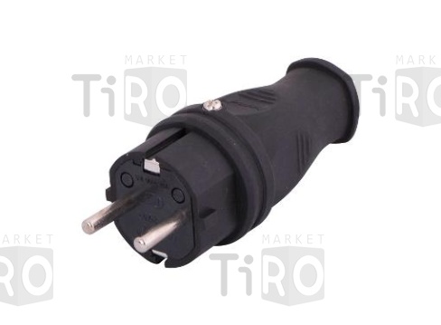 Вилка переносная Lezard 106-0400-109 (каучук) с кольцом 2Р+РЕ, 16А, 220В, IP44