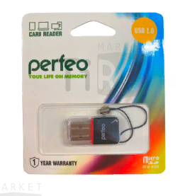 КартРидер Perfeo Micro SD, (PF-VI-R008 Black) чёрный