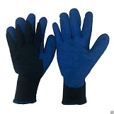 Утепленные акриловые черно-синие перчатки с латексом, на осень