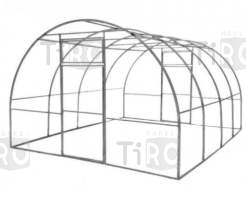 Теплица под поликарбонат оцинкованная труба 20х30мм. 4*3*2м. 2 двери, 2 форточки, "Купала Люкс"