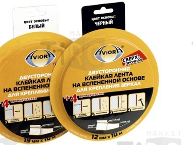 Скотч двусторонний 19мм*10м для крепления зеркал черная 302-064