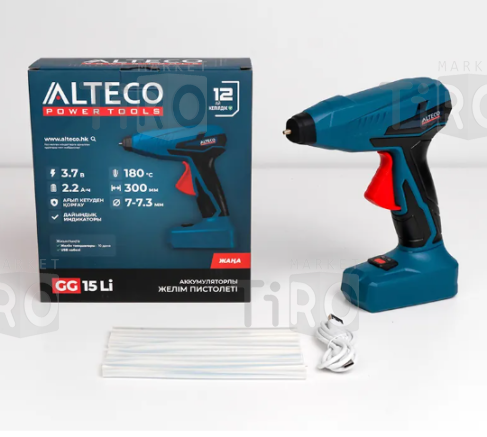 Пистолет клеевой Alteco 3.7В, 2.2Ач, 15Вт