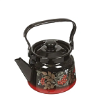 Чайник эмалированный 2,3л, красно-черный декор, с кнопкой, со свистком Новокузнецк С2717.38