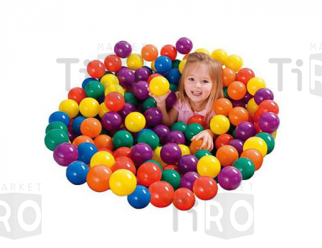 Набор пластиковых мячей для игровых центров 100 штук, d6,5см, от 3 лет, Intex 49602