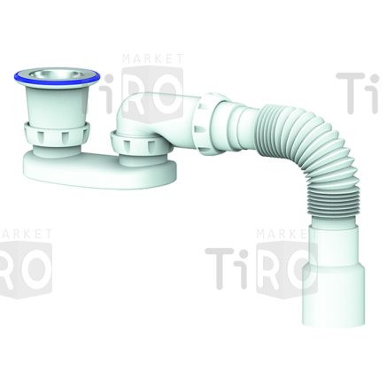 Сифон для душевого поддона, 1 1/2*40 плоский, с гофрой 40*40/50, Unicorn G22
