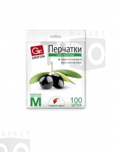Перчатки полиэтиленовые 100 штук, Grifon M 303-018 Перчатки полиэтиленовые 100 штук, Grifon M 303-018
