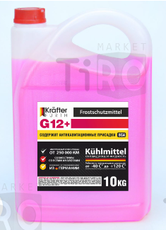 Антифриз G12+ розовый 10кг/75шт, Krafter Furth 005920