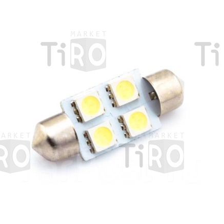 Светодиод Маяк 12V АС-4 White FE-T11*36 S8.5 (10 шт)