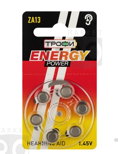 Батарейка Трофи ZA13-6BL для слухового аппарата, блистер, 6шт